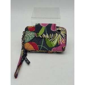 Jazzy Blooms Vera Bradley Fabric Wallet Snap Zip Around Retried Floral Wristlet